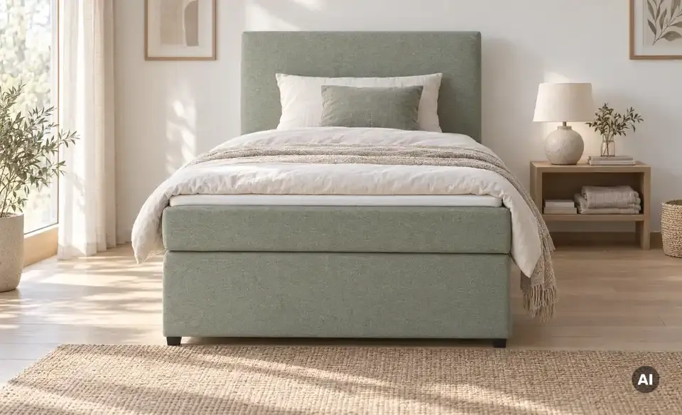 Boxspringbett mit Matratze und Topper, H3, in Wohnsituation