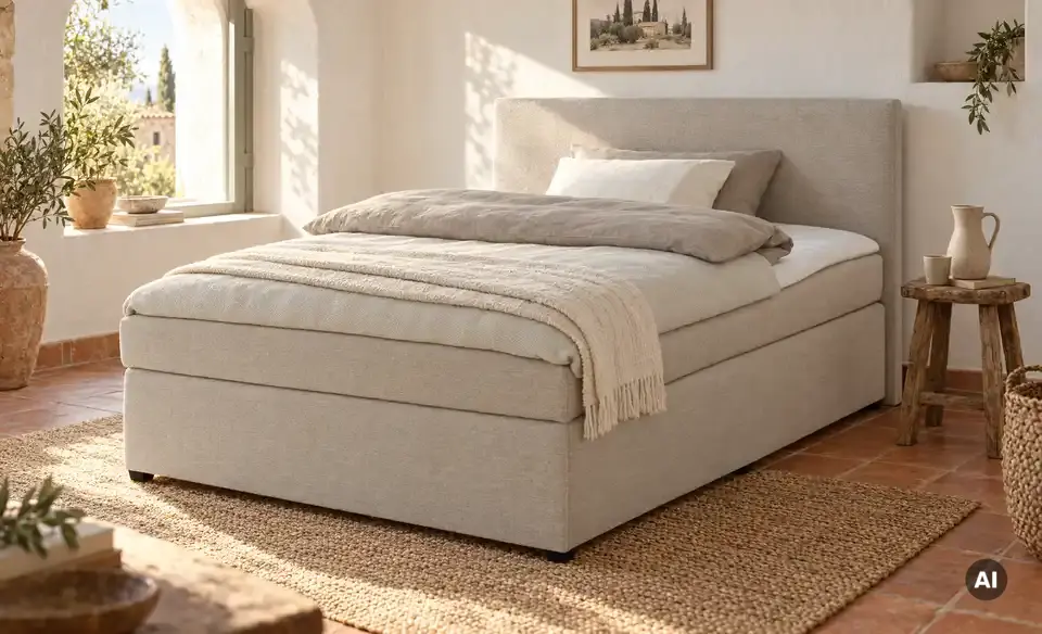 Boxspringbett mit Matratze und Topper, H3, in Wohnsituation