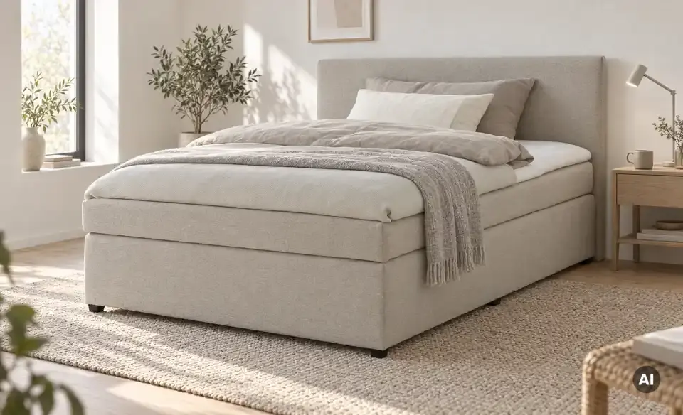 Boxspringbett mit Matratze und Topper, H3, in Wohnsituation