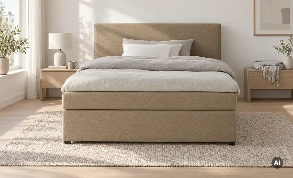 Boxspringbett mit Matratze und Topper, H3, in Wohnsituation