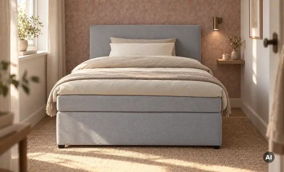 Boxspringbett mit Matratze und Topper, H3, in Wohnsituation