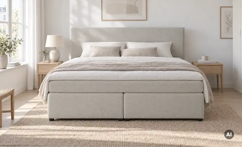 Boxspringbett mit Matratze und Topper, H3, in Wohnsituation