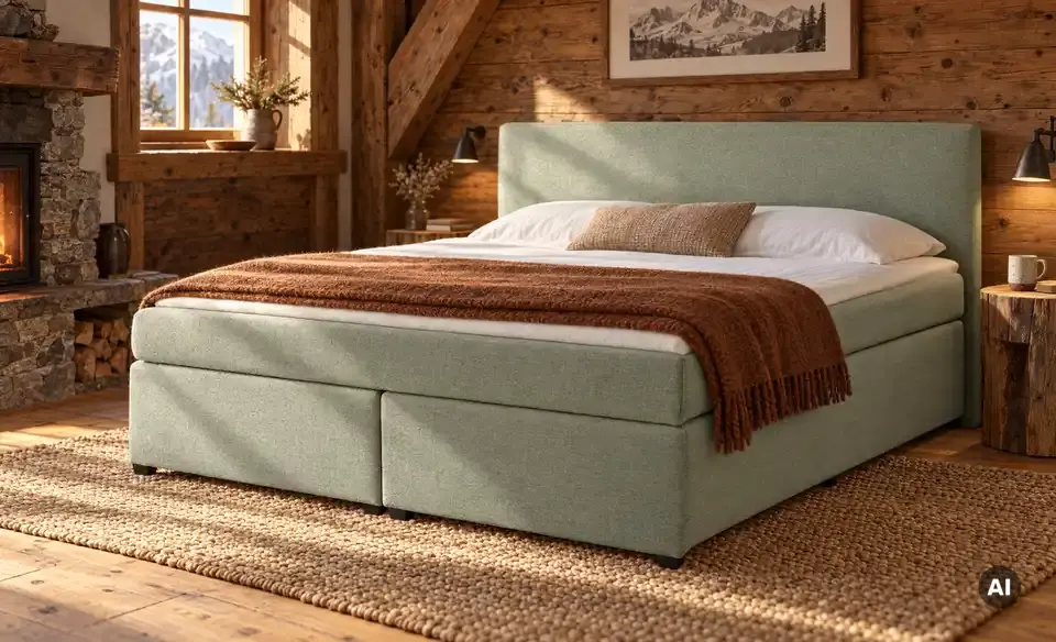 Boxspringbett mit Matratze und Topper, H3, in Wohnsituation