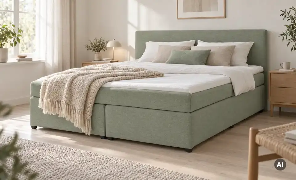 Boxspringbett mit Matratze und Topper, H3, in Wohnsituation