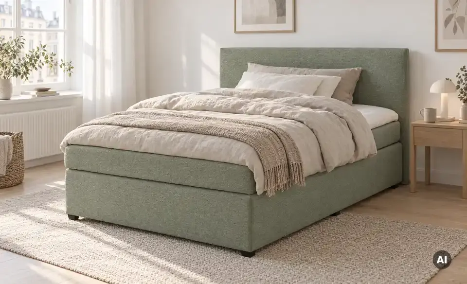Boxspringbett mit Matratze und Topper, H3, in Wohnsituation
