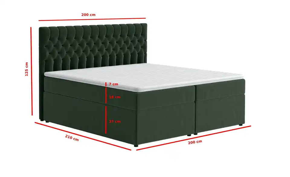 Boxbett mit Bettkasten, Bemaßung