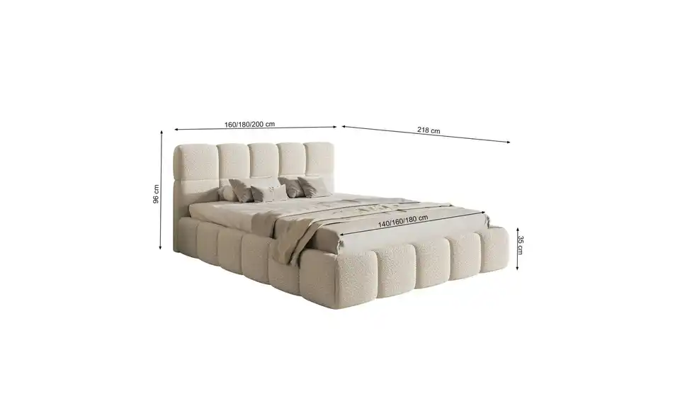 Selsey Polsterbett mit Bettkasten, Bemaßung