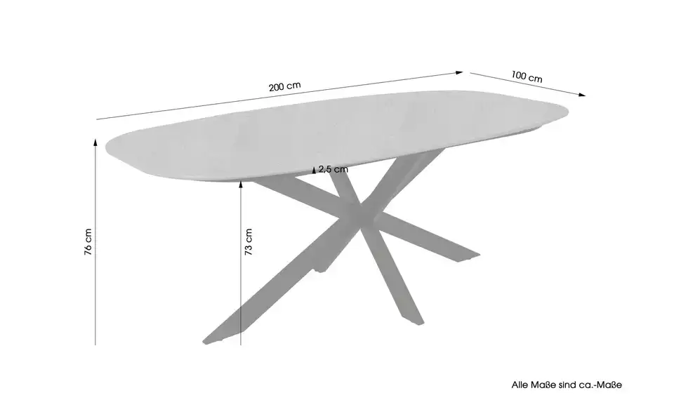 by Living Esstisch, Bemaßung