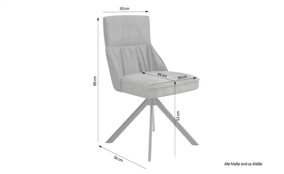 by Living Esszimmerstuhl 2er-Set, Bemaßung