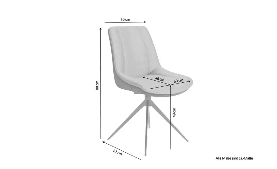 by Living Esszimmerstuhl 2er-Set, Bemaßung