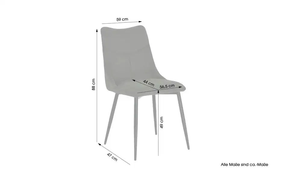 by Living Esszimmerstuhl 2er-Set, Bemaßung