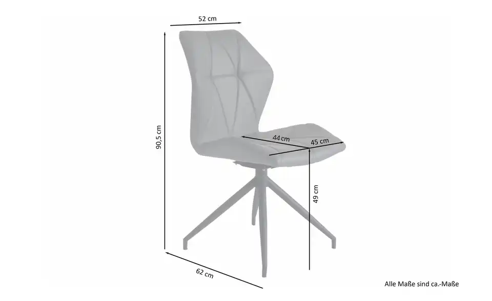 by Living Esszimmerstuhl 2er-Set, Bemaßung