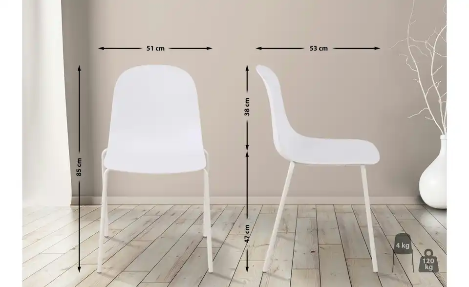 Stapelstuhl stapelbar, Bemaßung