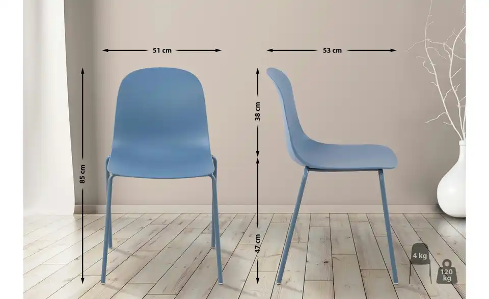 Stapelstuhl stapelbar, Bemaßung