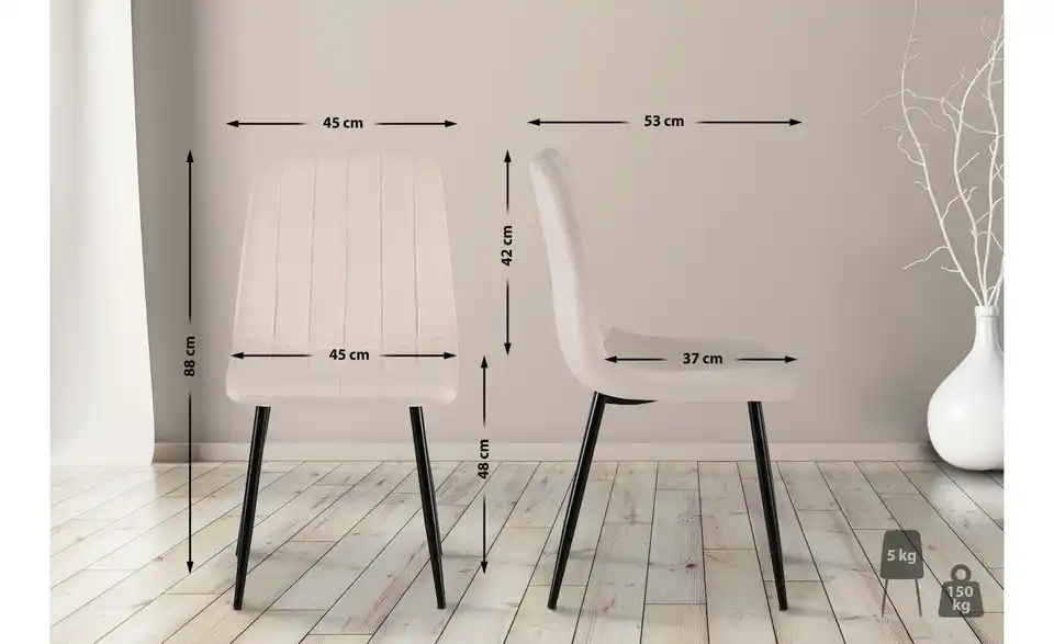 Esszimmerstuhl, Bemaßung