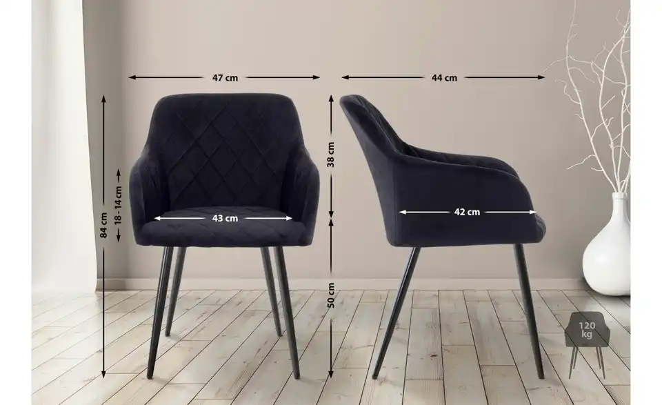 Armlehnenstuhl, Bemaßung