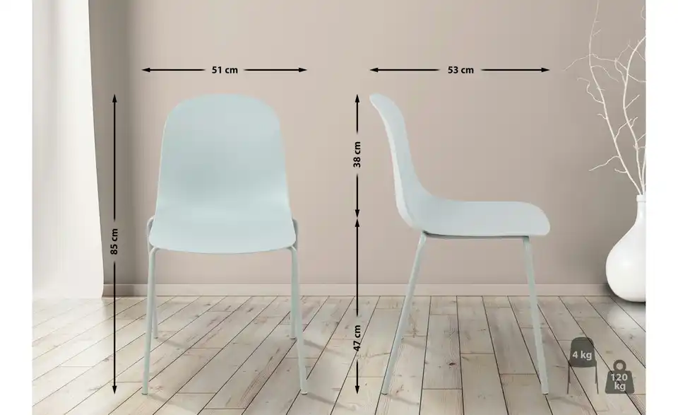 Stapelstuhl stapelbar, Bemaßung