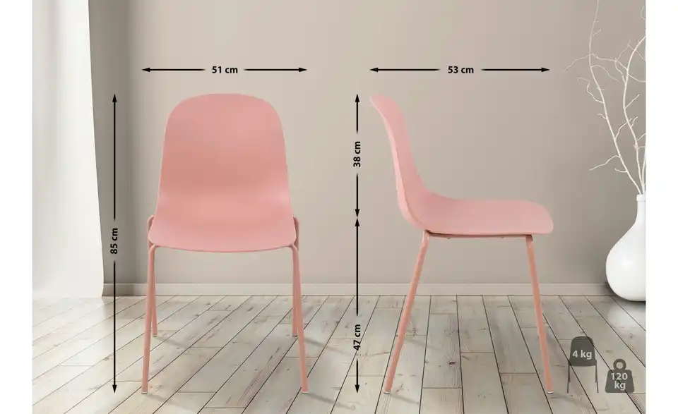 Stapelstuhl stapelbar, Bemaßung