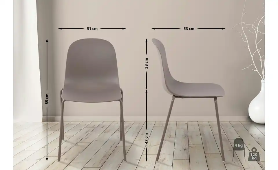 Stapelstuhl stapelbar, Bemaßung