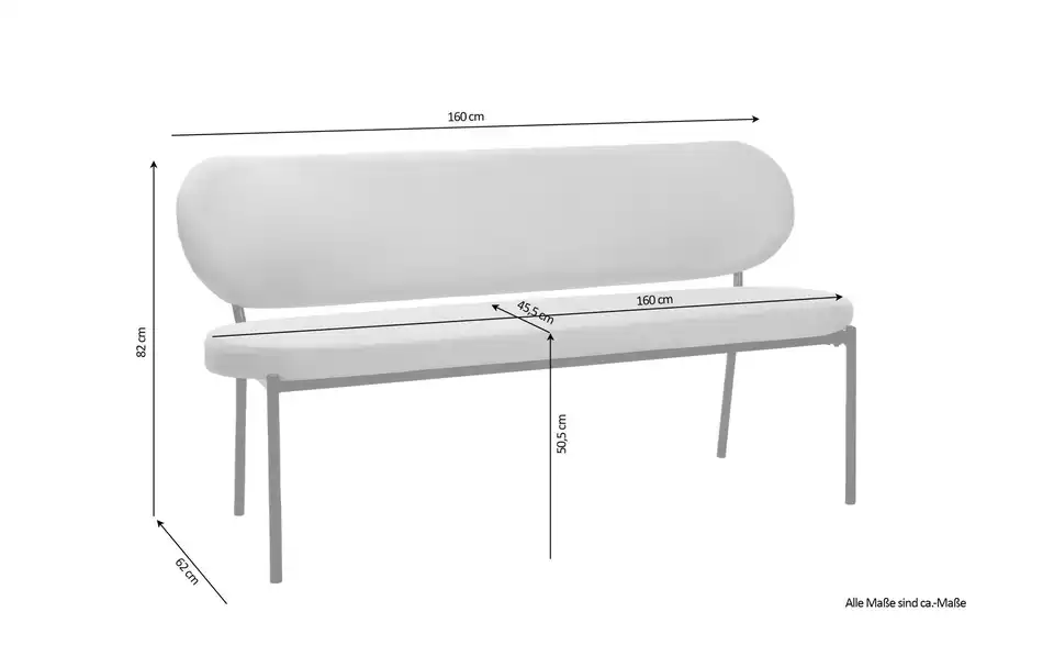 by Living Sitzbank, Bemaßung