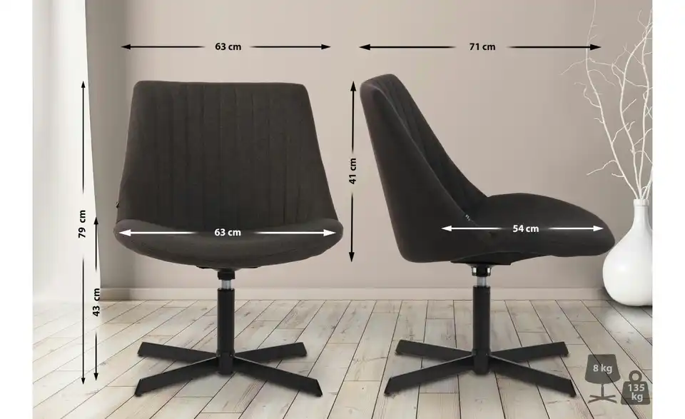 Drehstuhl, Bemaßung