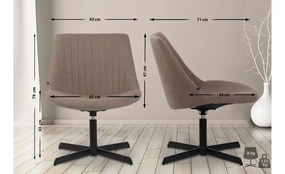 Drehstuhl, Bemaßung