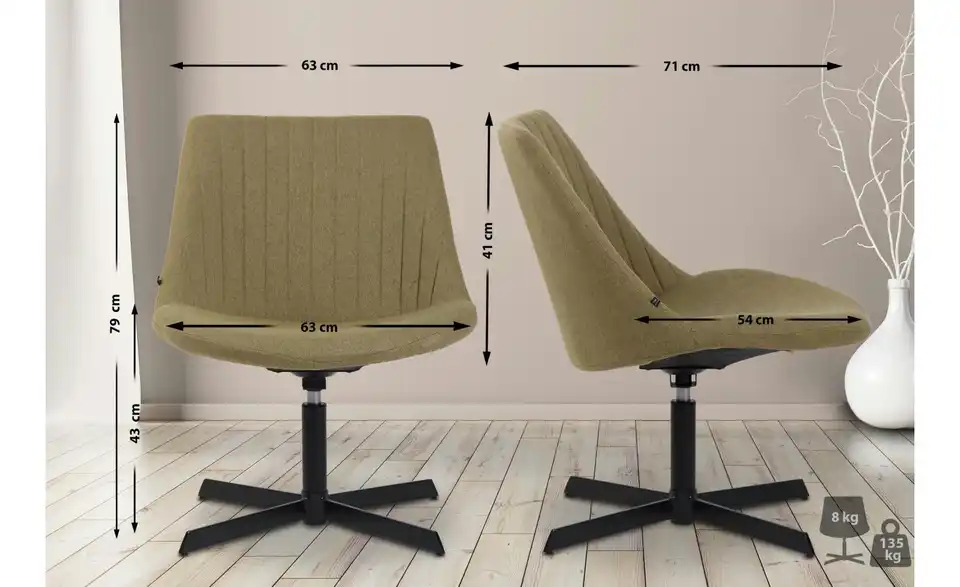 Drehstuhl, Bemaßung