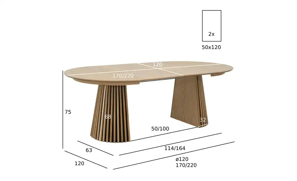 Furnhouse Esstisch Svendborg, Bemaßung