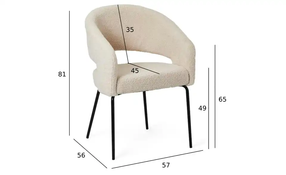 Furnhouse Esszimmerstuhl 2er-Set Natalie, Bemaßung