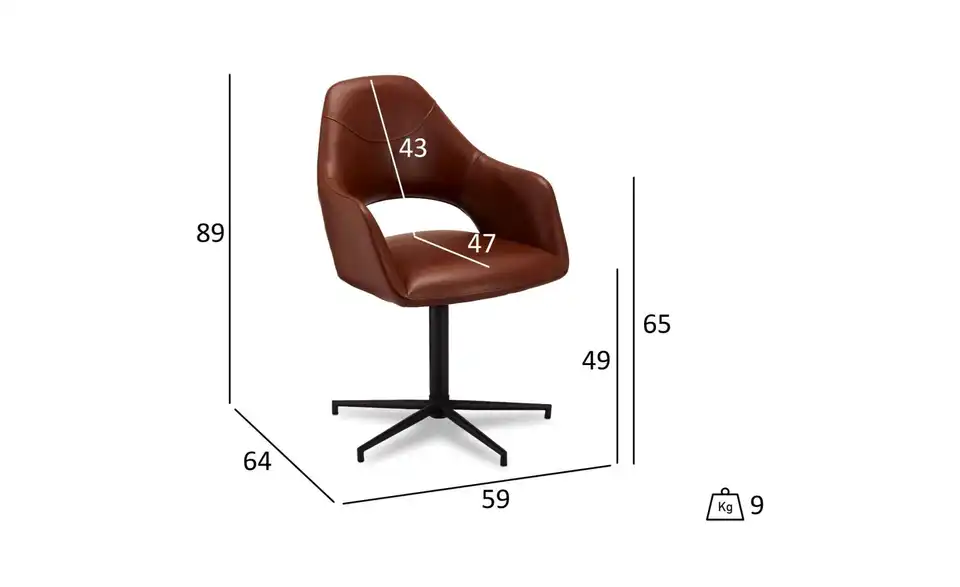 Furnhouse Esszimmerstuhl 2er-Set Luna, Bemaßung