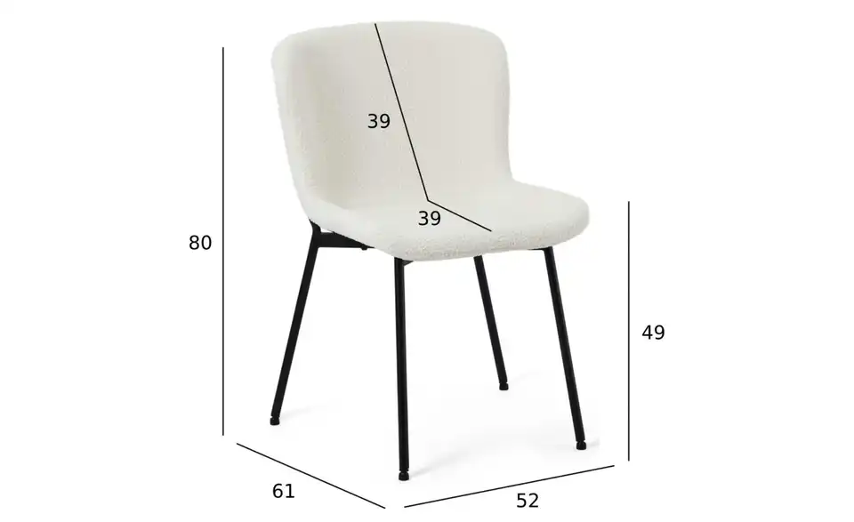 Furnhouse Esszimmerstuhl 2er-Set Teddy, Bemaßung