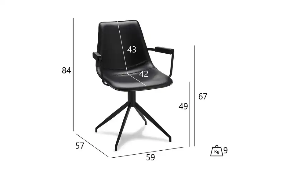 Furnhouse Esszimmerstuhl 2er-Set Isabel, Bemaßung