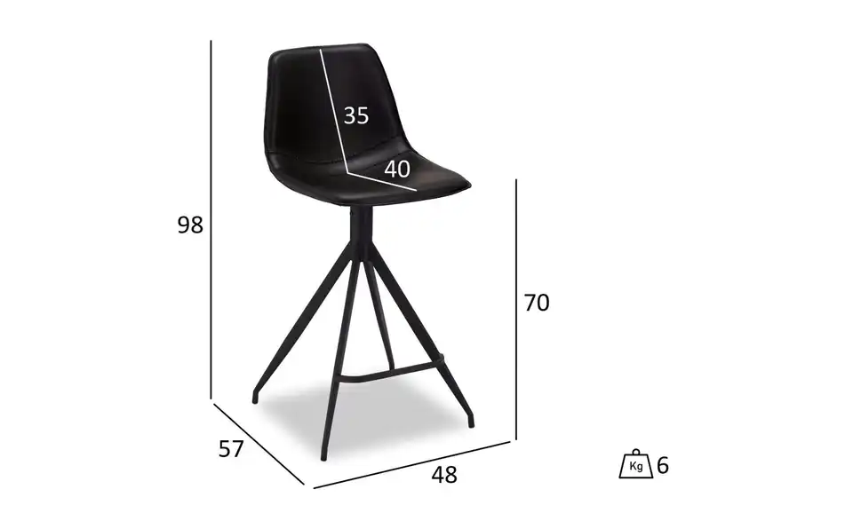 Furnhouse Barstuhl 2er-Set Isabel, Bemaßung