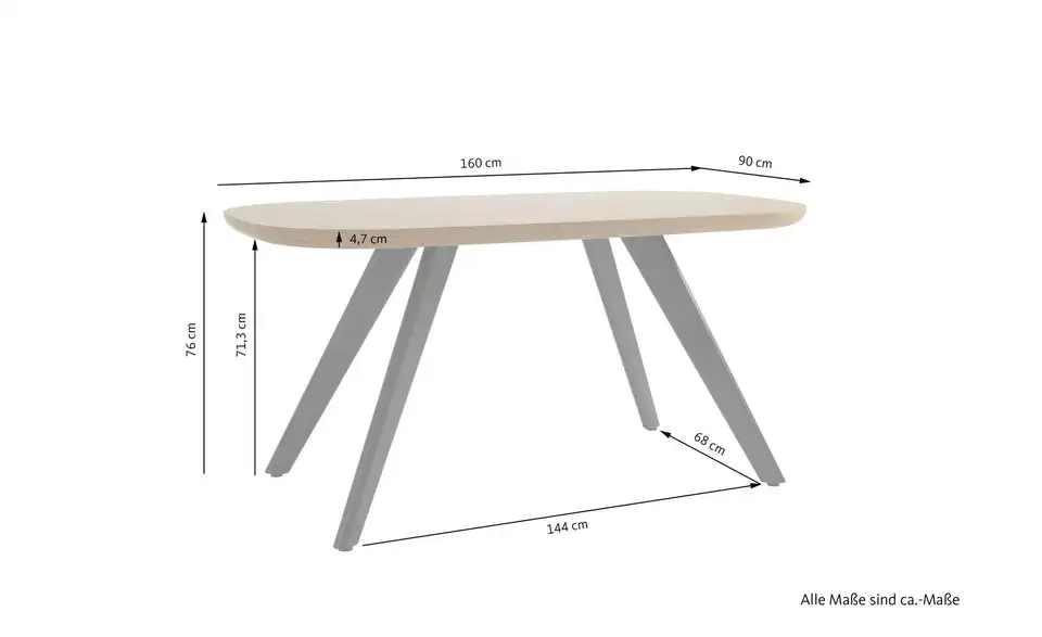 SCHÖNER WOHNEN Kollektion Esstisch Larvik, Bemaßung
