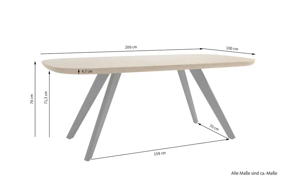SCHÖNER WOHNEN Kollektion Esstisch Larvik, Bemaßung