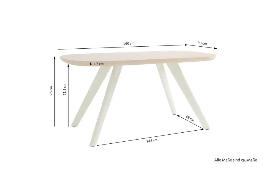 SCHÖNER WOHNEN Kollektion Esstisch Larvik, Bemaßung