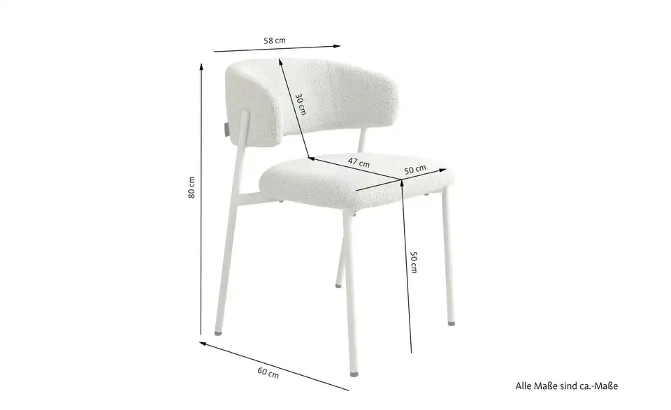 SCHÖNER WOHNEN Kollektion Stuhl 2er-Set, Bemaßung