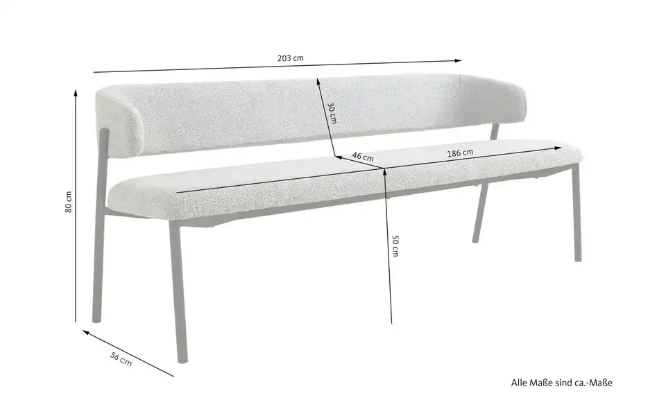 SCHÖNER WOHNEN Kollektion Bank, Bemaßung