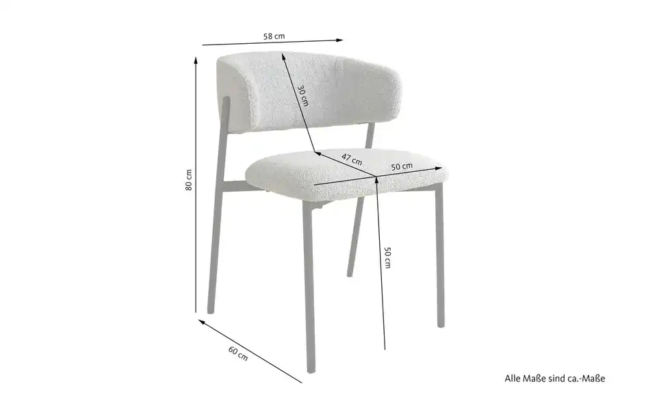SCHÖNER WOHNEN Kollektion Stuhl 2er-Set, Bemaßung