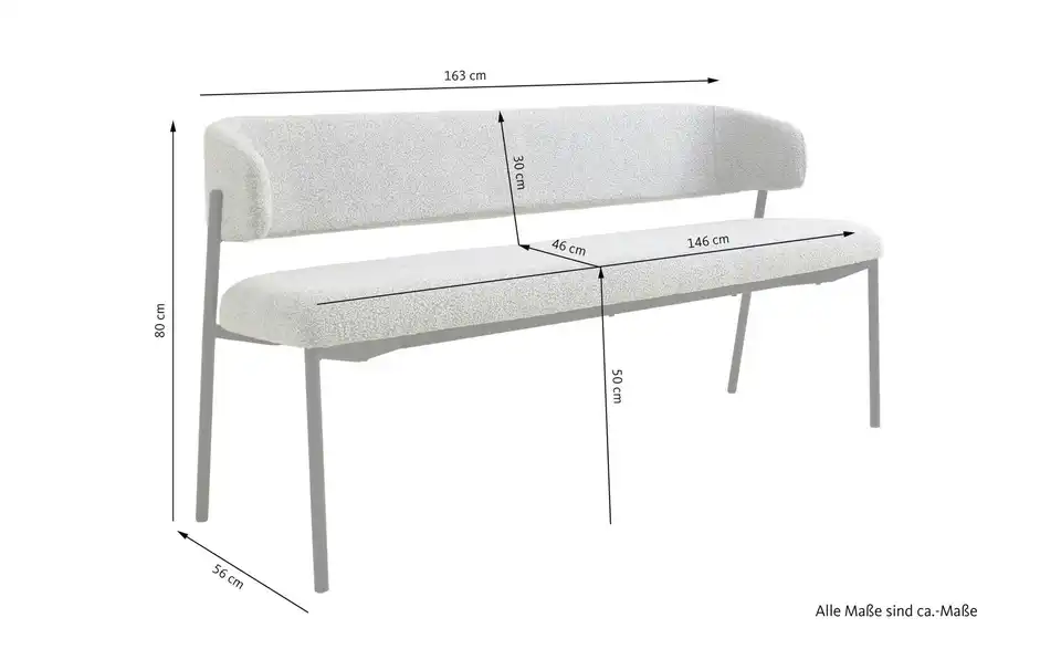 SCHÖNER WOHNEN Kollektion Bank, Bemaßung