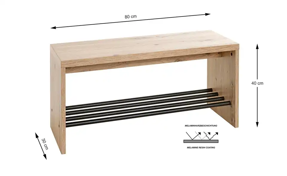 Schuhbank, Bemaßung