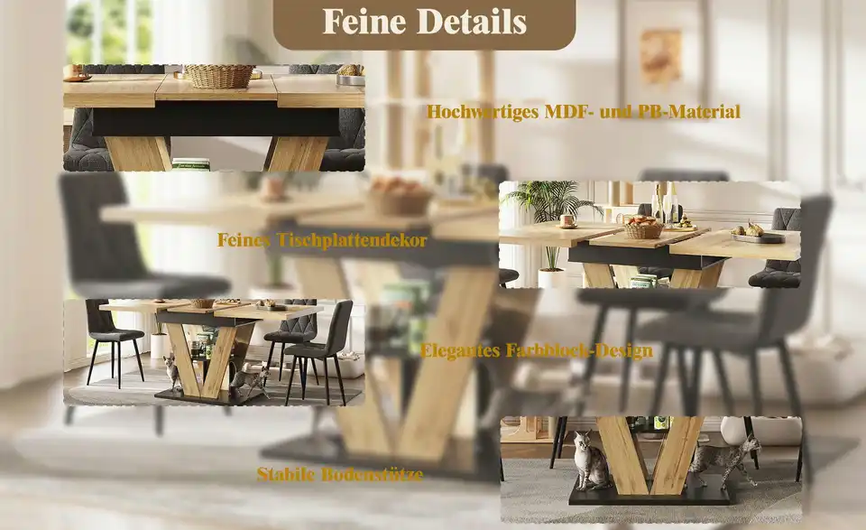 Esstisch, Bild mit Text