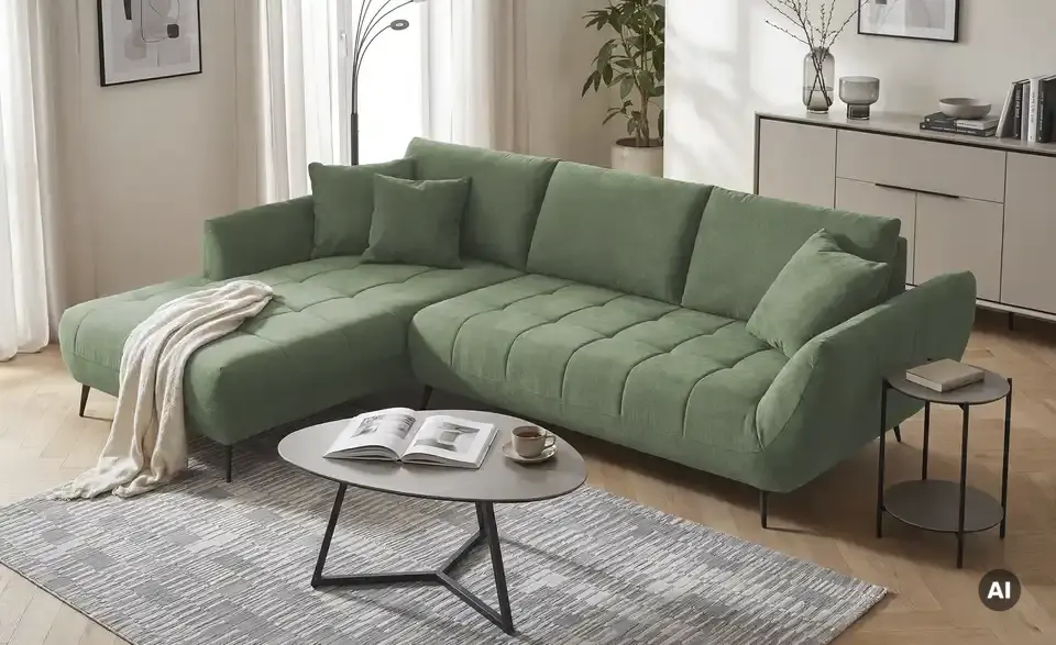 Ecksofa Carly mit Sitztiefenverstellung, in Wohnsituation
