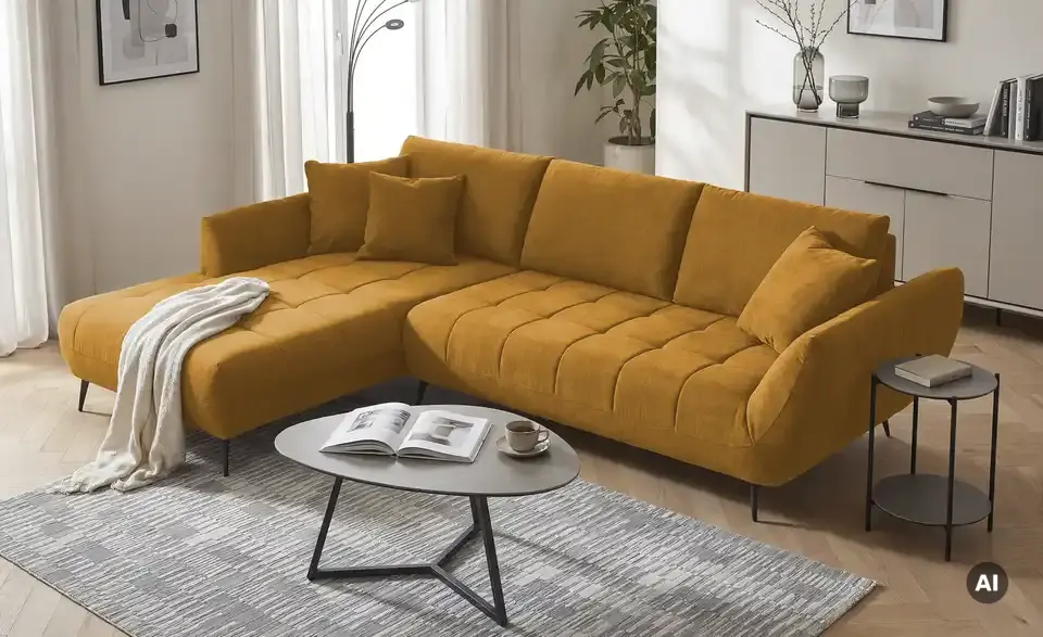 Ecksofa Carly mit Sitztiefenverstellung, in Wohnsituation