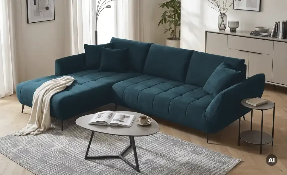 Ecksofa Carly mit Sitztiefenverstellung, in Wohnsituation