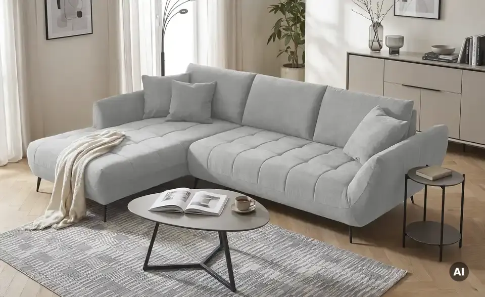 Ecksofa Carly mit Sitztiefenverstellung, in Wohnsituation