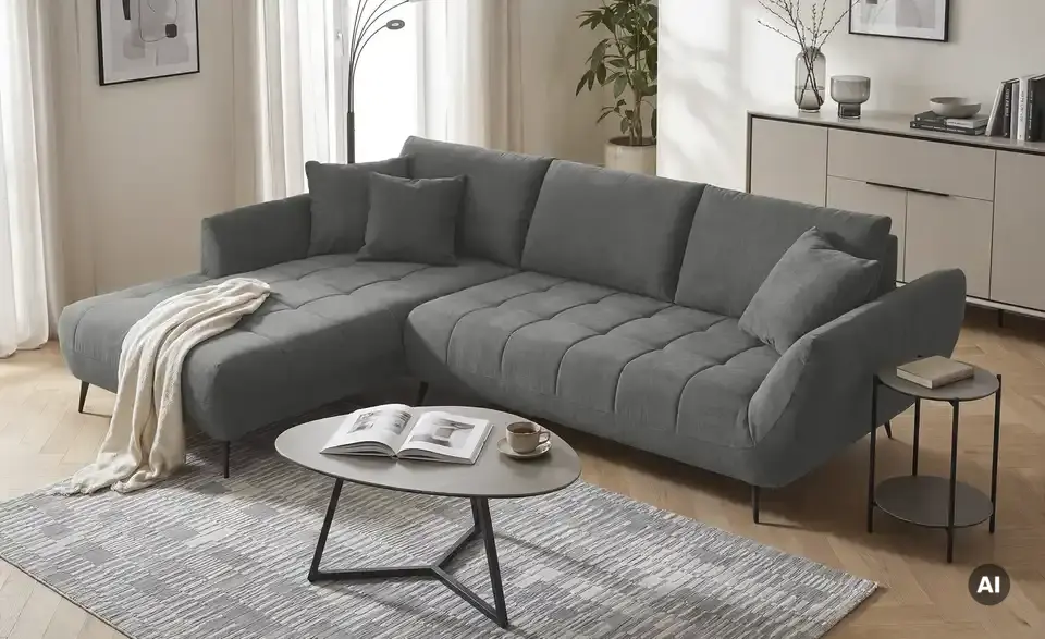 Ecksofa Carly mit Sitztiefenverstellung, in Wohnsituation