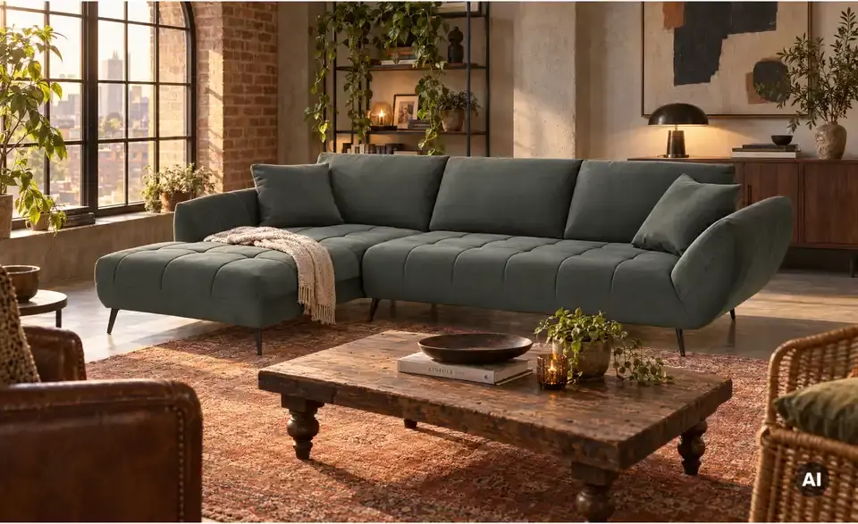 Ecksofa Carly mit Sitztiefenverstellung, in Wohnsituation