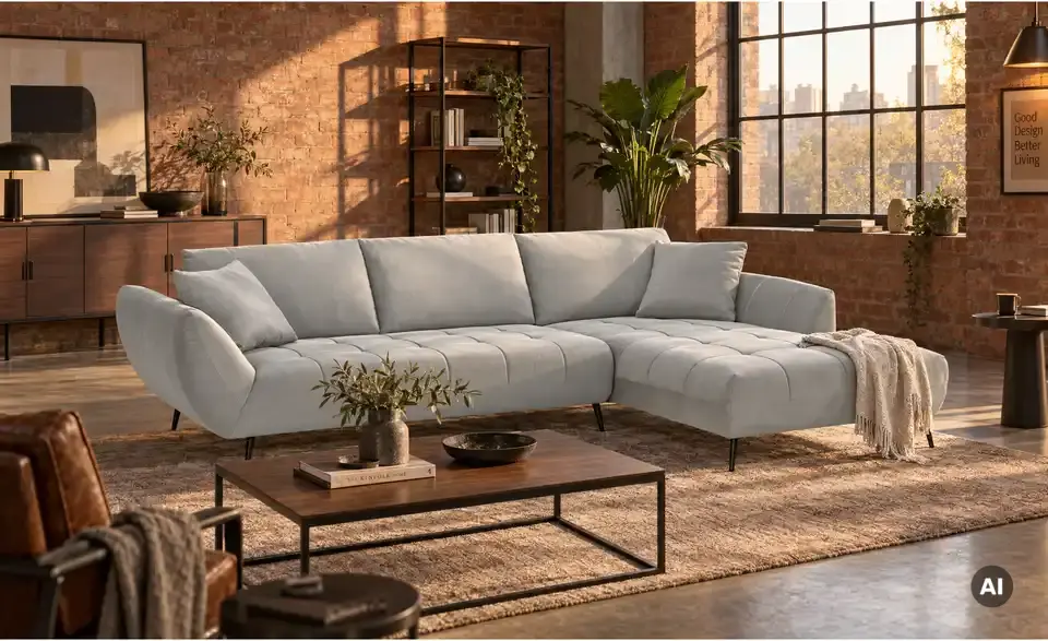 Ecksofa Carly mit Sitztiefenverstellung, in Wohnsituation
