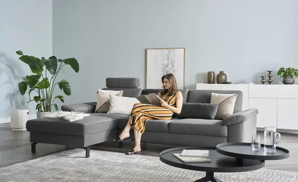 Max Schelling Ecksofa Maximum Move Feincord, in Wohnsituation